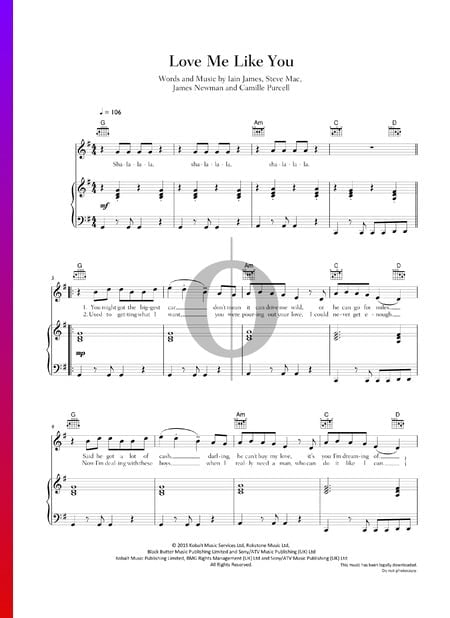 Love Me Like You Sheet Music