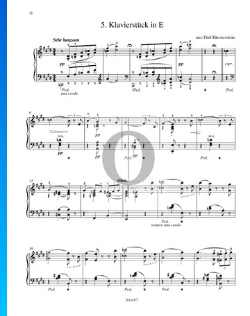 Piano Piece in E Major, S. 192 Spartito