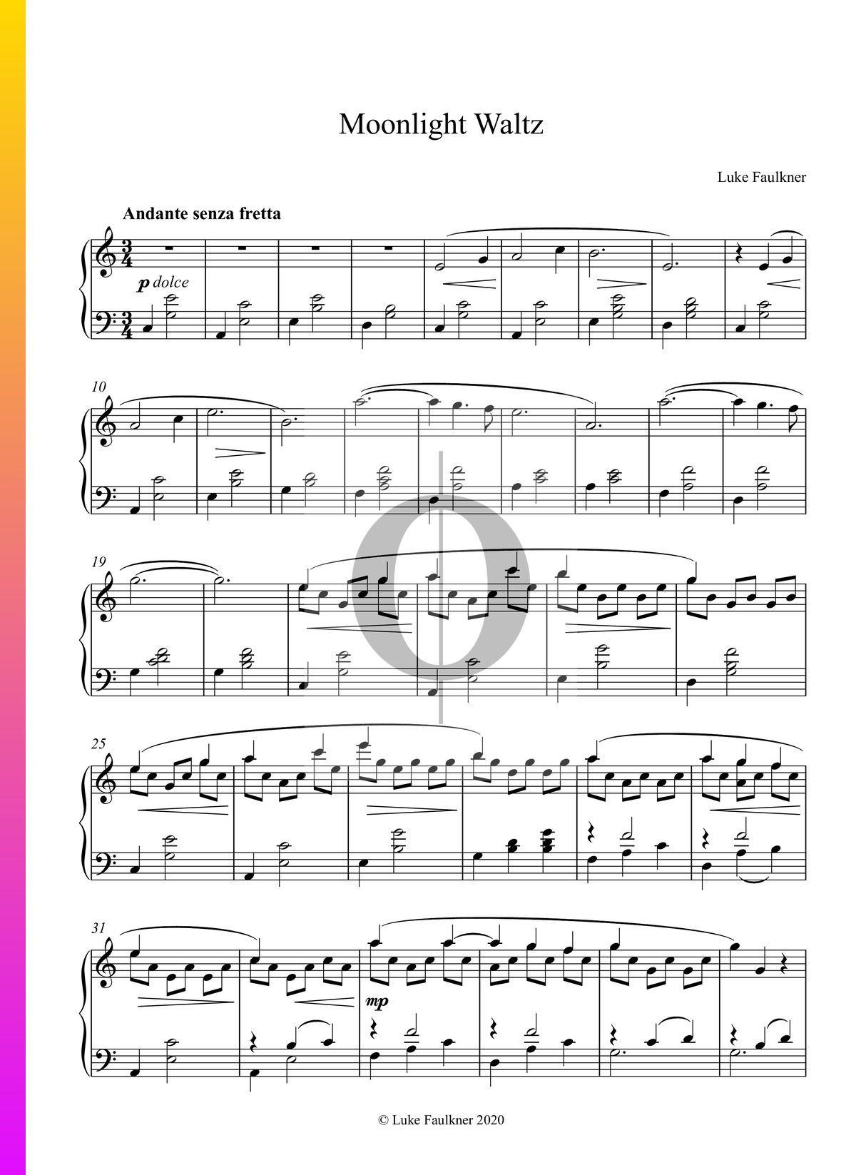 Moonlight Waltz Piano Sheet Music