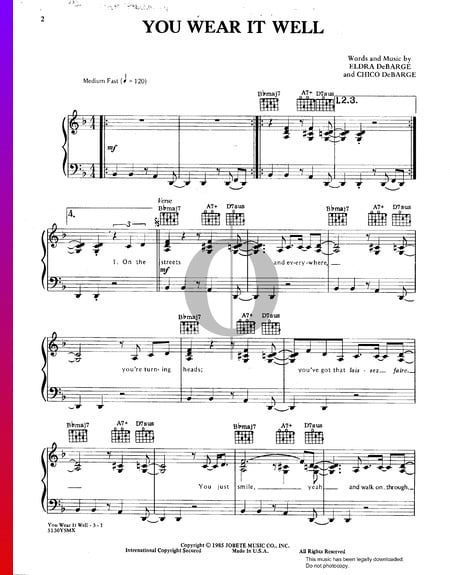 You Wear It Well Partitura