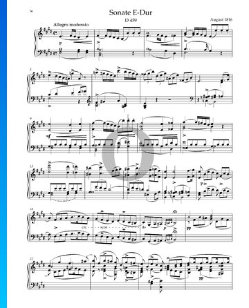 Sonata in E Major, D. 459 Spartito