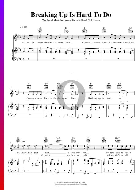 Breaking Up Is Hard To Do Sheet Music
