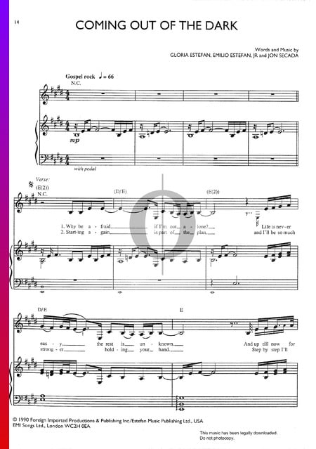 Coming Out Of The Dark Sheet Music