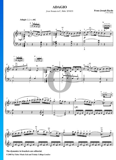 Sonata No. 48 in C Major, Hob.XVI:35: 2. Adagio Sheet Music