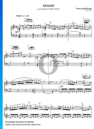 Partition Sonate No. 48 en Do Majeur, Hob.XVI:35: 2. Adagio
