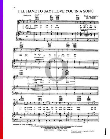 I'll Have To Say I Love You In A Song Sheet Music