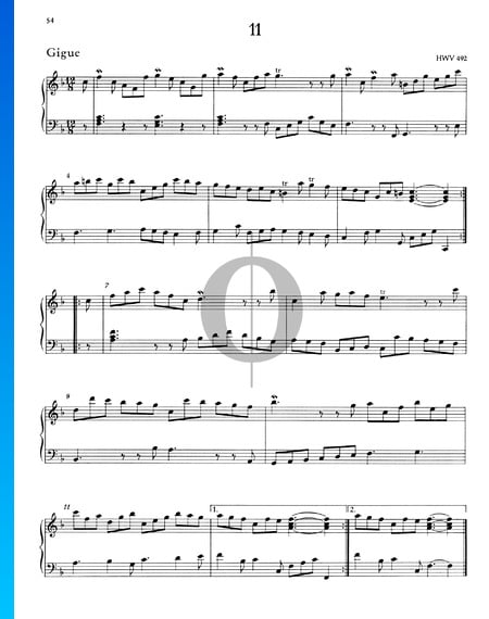 Gigue en Fa Majeur, HWV 492 Partition