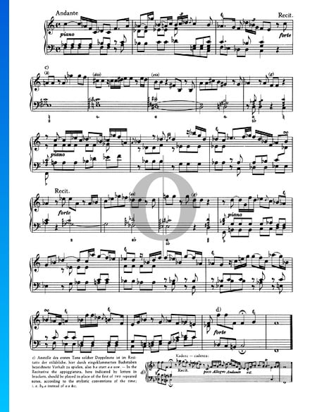 Sonata n.º 1, Wq 48: 2. Andante Partitura