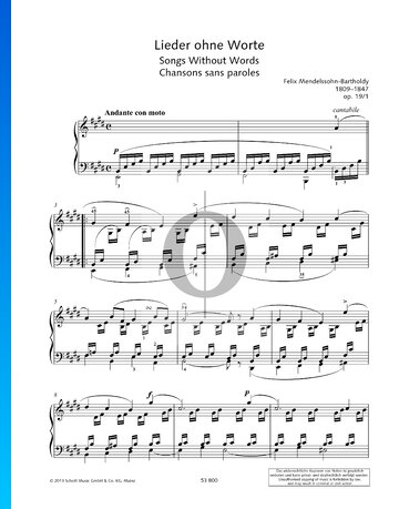 Song Without Words, Op. 19 No. 1 Spartito