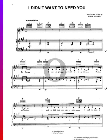 I Didn't Want To Need You Sheet Music