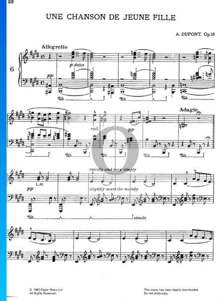Une Chanson De Jeune Fille, Op.18 Musik-Noten