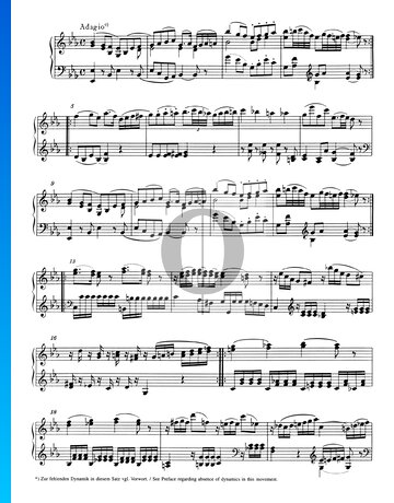 Sonata para piano n.º 17 en si bemol mayor, KV 570: 2. Adagio Partitura