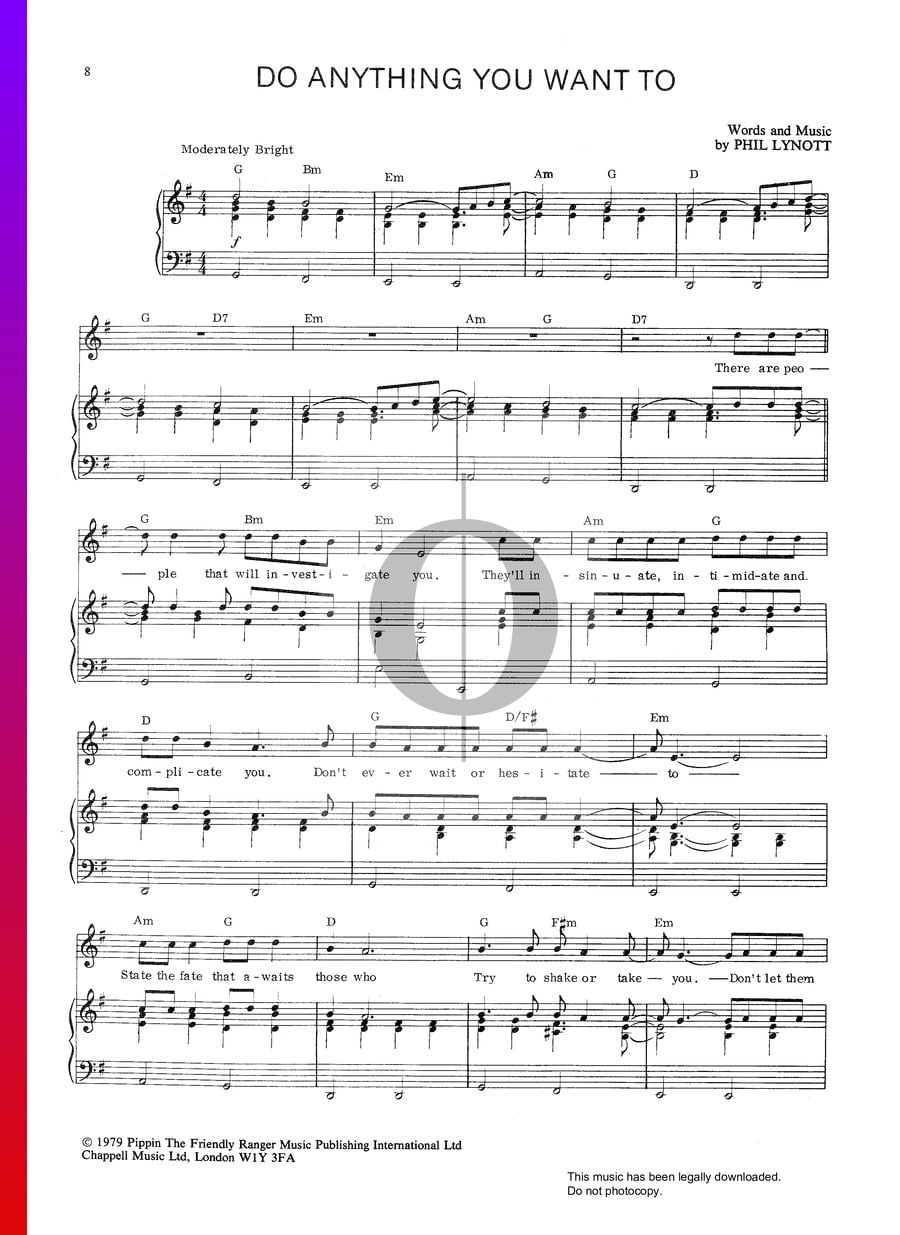 Do Anything You Want To Sheet Music (Piano, Voice) - OKTAV