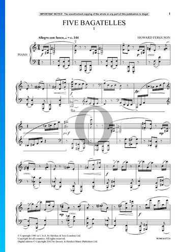 5 Bagatelles, Op. 9: No. 1. Allegro con fuoco Partitura