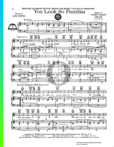 You Look So Familiar Sheet Music