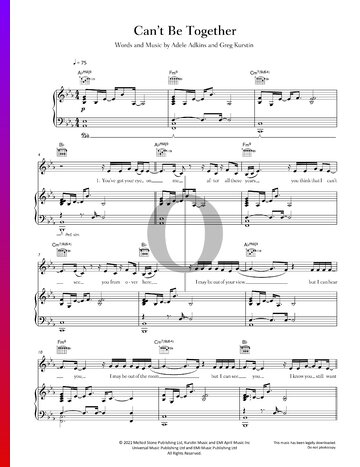 Can't Be Together Partitura