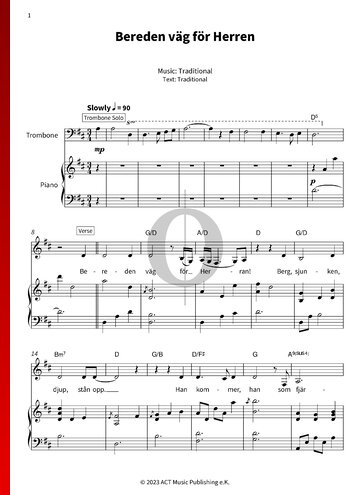 Bereden väg för Herren Sheet Music