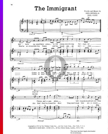 The Immigrant Sheet Music