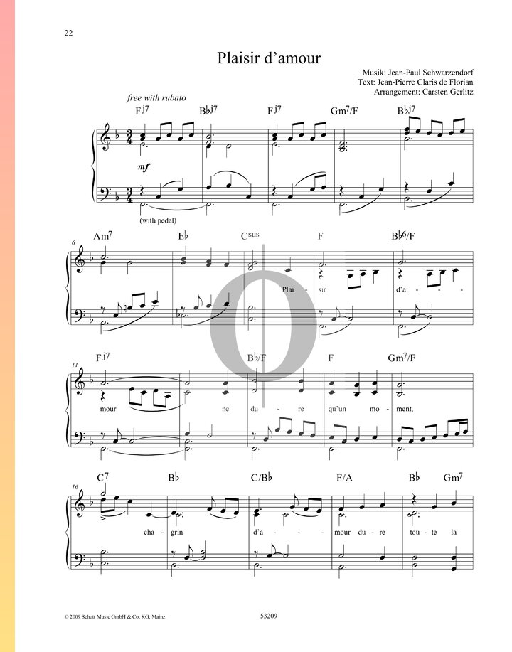 Plaisir D’Amour (Jean-Paul-Égide Martini) Piano Sheet Music - OKTAV