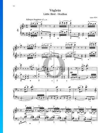 Lyric Pieces, Op. 43 No. 4: Little Bird Spartito