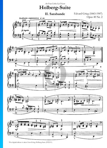 Holberg Suite, Op. 40: Sarabande Partitura