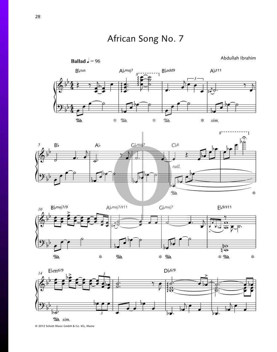 African Song No. 7 (Abdullah Ibrahim) Piano Sheet Music OKTAV