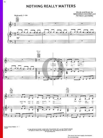 Nothing Really Matters Sheet Music