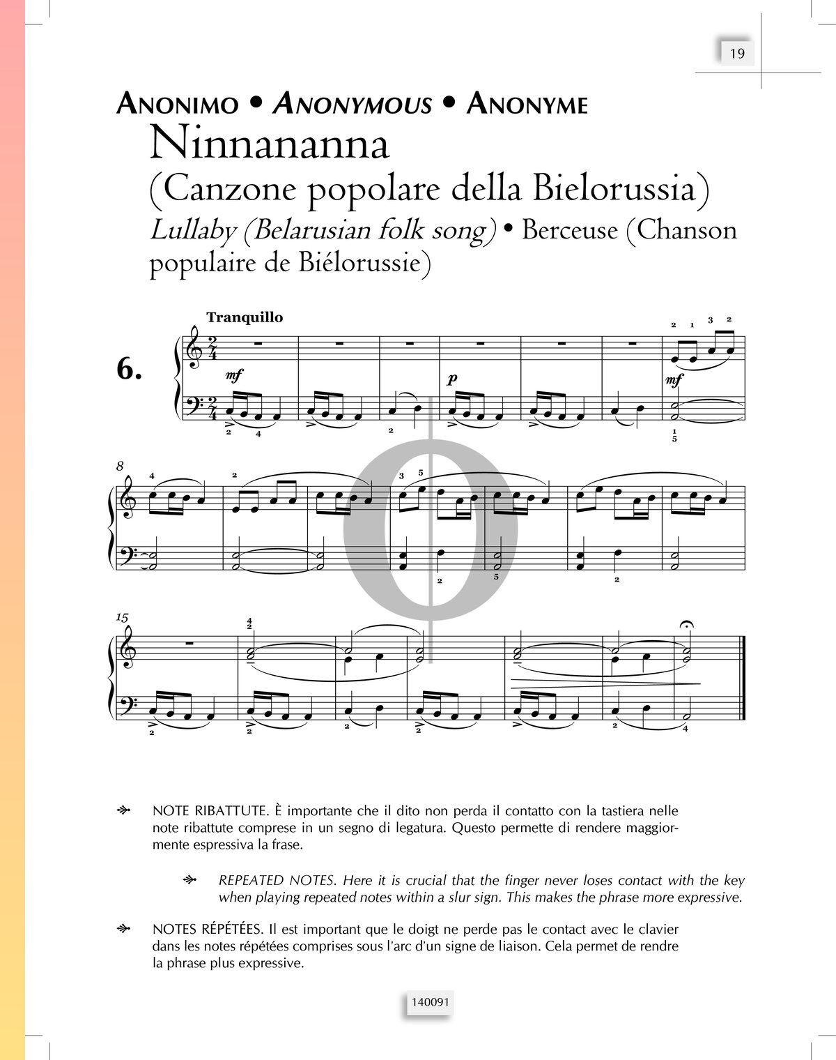 Lullaby (Belarussian folk song) (Anonymous) Piano Sheet Music OKTAV