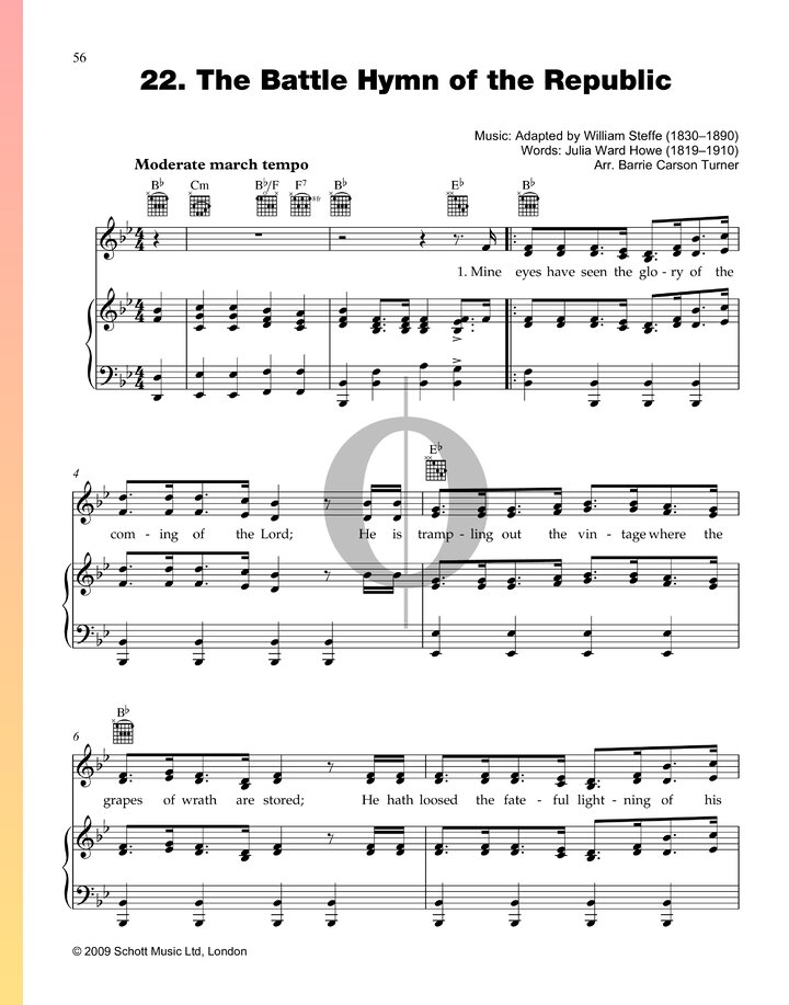 The Battle Hymn of the Republic (William Steffe) Piano Sheet Music - OKTAV