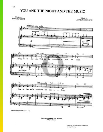 You And The Night And The Music Sheet Music