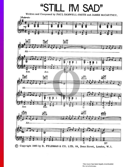 Still I'm Sad Sheet Music