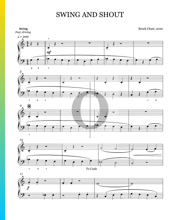 Swing and Shout (Brock Chart) Piano Sheet Music - OKTAV