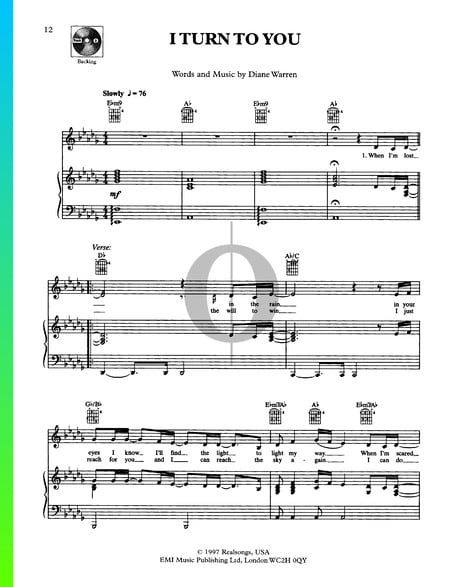 I Turn To You Musik-Noten