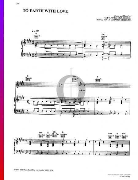 To Earth With Love Sheet Music