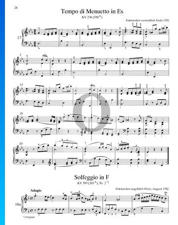 Tempo di Menuetto in Es-Dur, KV 236 (588b) Musik-Noten