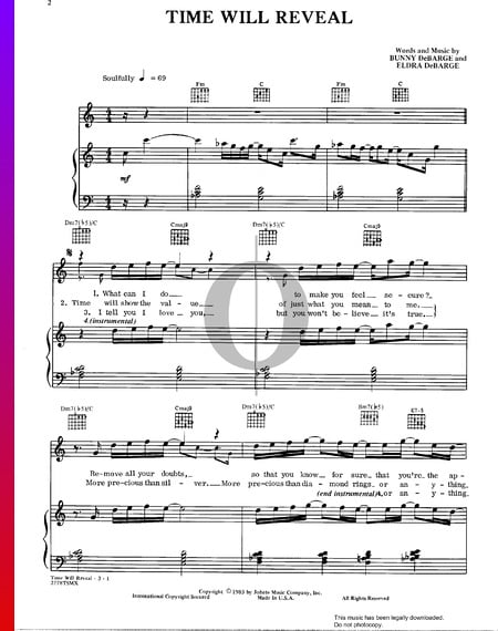 Time Will Reveal Partitura