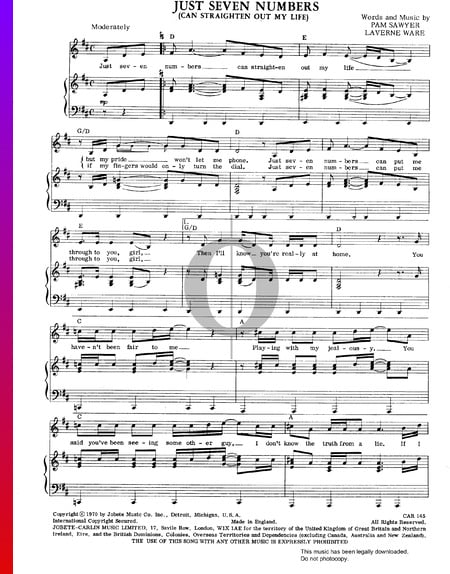 Just Seven Numbers (Can Straighten Out My Life) Musik-Noten