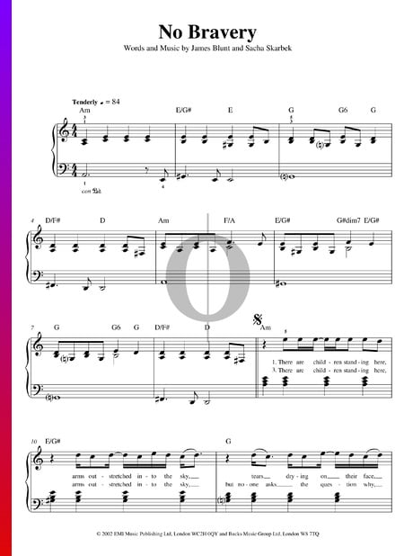 No Bravery Musik-Noten