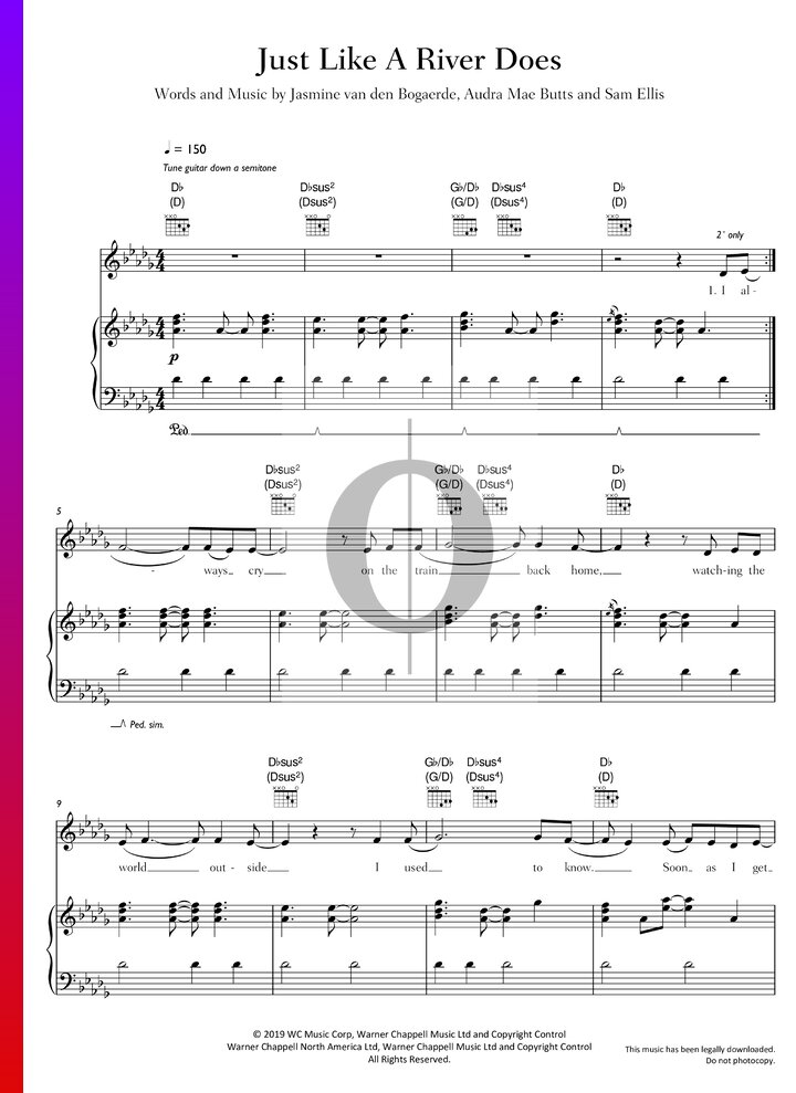 Just Like A River Does Birdy Piano Sheet Music Oktav 0525