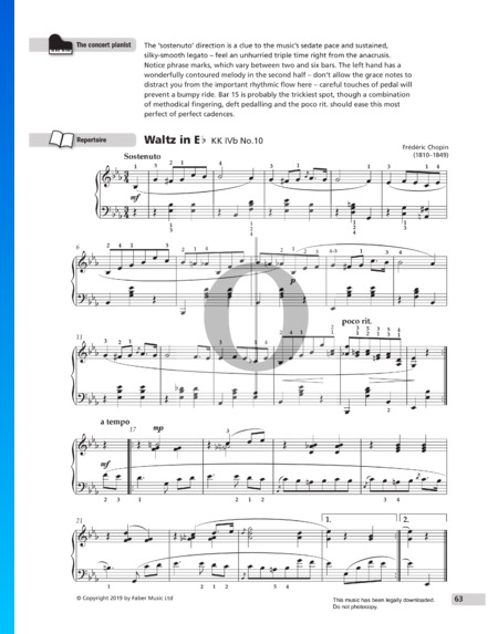 Waltz E Flat Major Kk Ivb No 10 Sheet Music Piano Solo Pdf Download Streaming Oktav Valse en mi mineur opus post. waltz e flat major kk ivb no 10 sheet