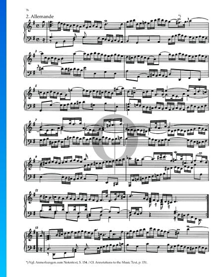 Partita 5, BWV 829: 2. Allemande Musik-Noten