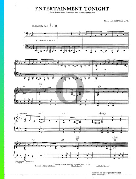 Entertainment Tonight Sheet Music