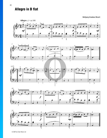Allegro (KV 3) Musik-Noten
