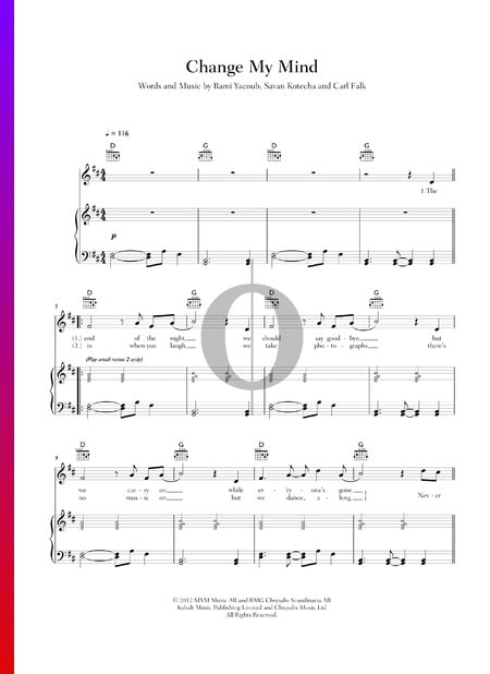Change My Mind Partitura