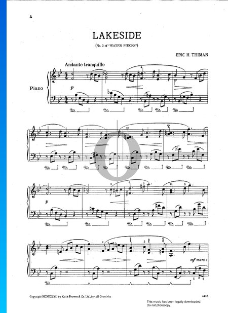 Water Pieces: No.2 Lakeside Partitura