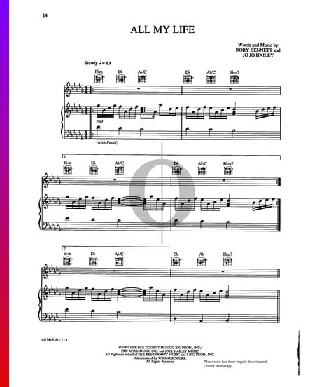 All My Life Sheet Music