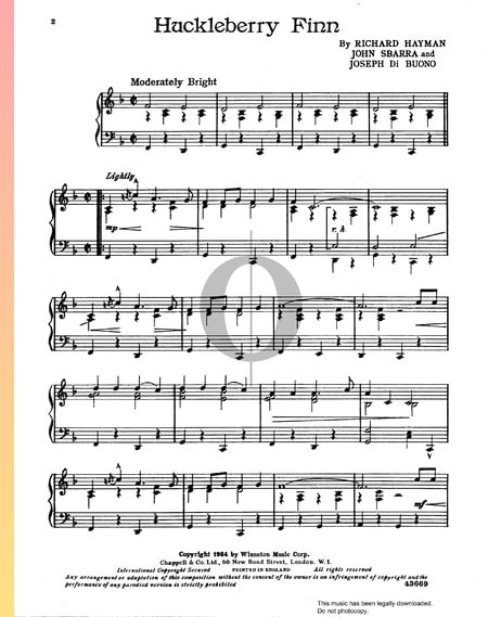 Huckleberry Finn Sheet Music