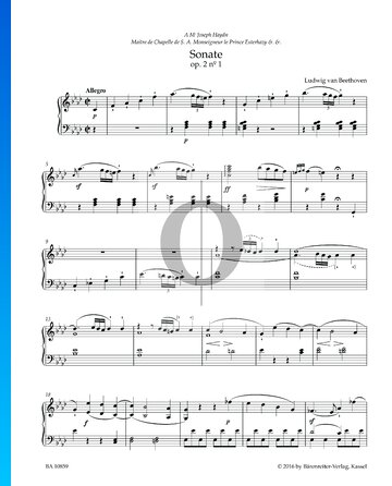 Sonata en fa menor, Op. 2 n.º 1: 1. Allegro Partitura