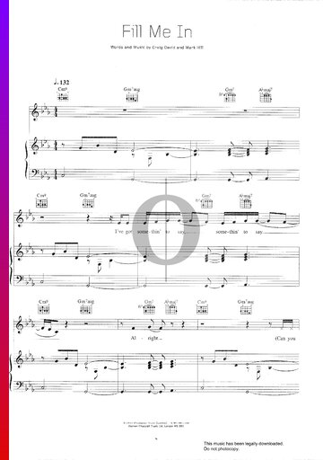 Fill Me In Sheet Music
