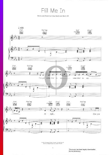 Fill Me In Musik-Noten